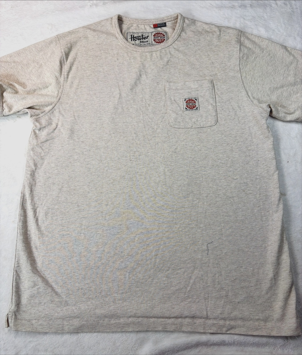 Howler Bros Men's L Heather Beige Cotton Saw Dust Work Wear Pocket Tee Shirt